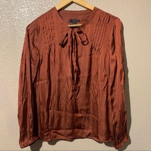 J.Crew NWT Featherweight satin tie-neck top Clay Tile S Small Blouse Poly